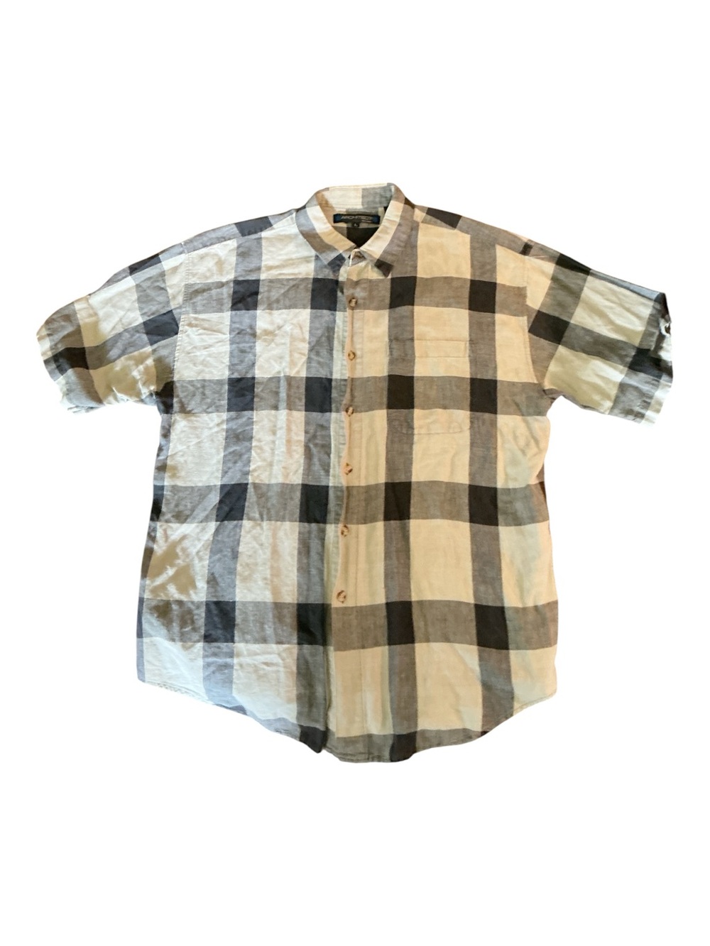 Classic Black & White Plaid Short-Sleeve Men's Shirt